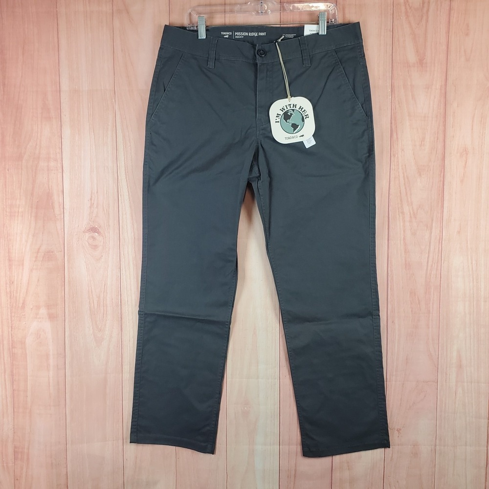 Toad&Co Mission Ridge Pants Mens 33x30 Gray Cotton Straight Leg Vintage Wash